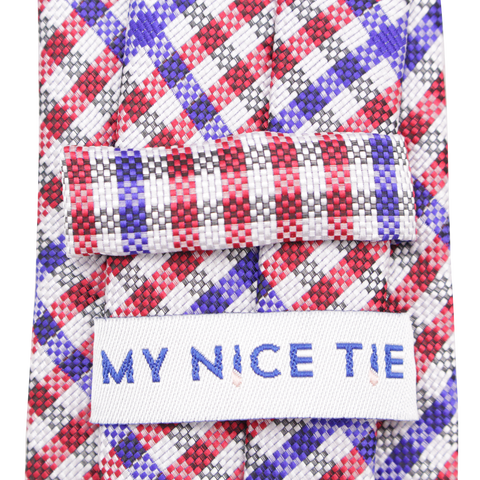 Patriot - Red, White, and Blue Gingham Patterned Long Necktie