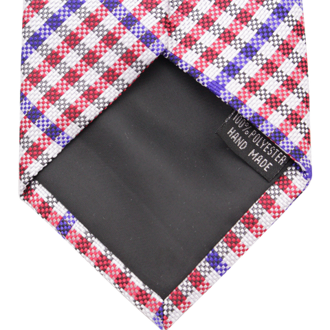 Patriot - Red, White, and Blue Gingham Patterned Long Zipper Tie