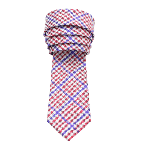 Patriot - Red, White, and Blue Gingham Patterned Necktie