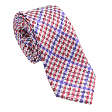 Patriot - Red, White, and Blue Gingham Patterned Necktie