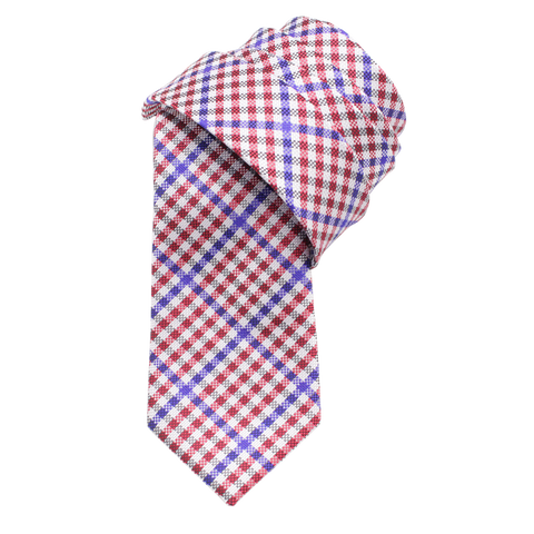 Patriot - Red, White, and Blue Gingham Patterned Necktie