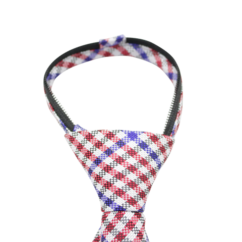 Patriot - Red, White, and Blue Gingham Patterned Zipper Tie