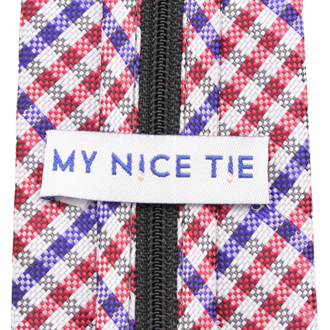 Patriot - Red, White, and Blue Gingham Patterned Zipper Tie