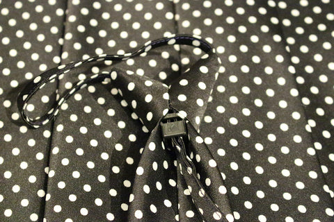 Black Dotted Zipper Tie with White Dots