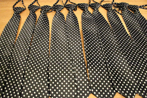 Black Dotted Zipper Tie with White Dots