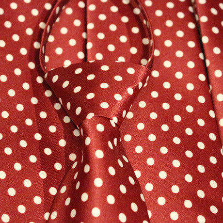 Red Dotted Zipper Tie with White Dots