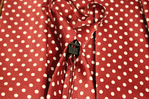 Red Dotted Zipper Tie with White Dots